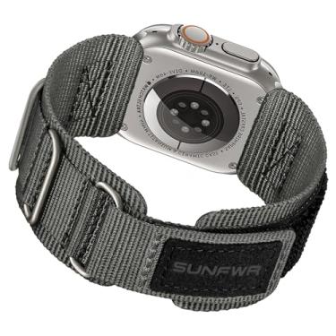 Imagem de SUNFWR Pulseira masculina de nylon resistente para Apple Watch séries 11/10/9/8/7/6/5/4/3/2/1/SE de 42 mm (série 11/10) de 41 mm, 40 mm, 38 mm