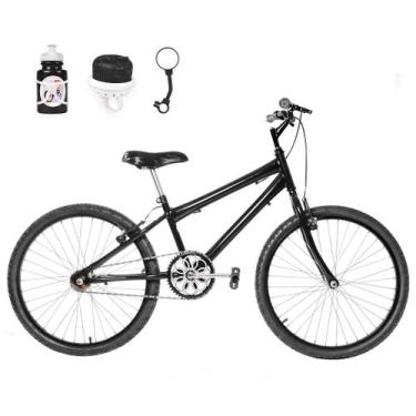 Imagem de Bicicleta Masculina Aro 24 Alumínio Colorido + Garrafinha Fon Fon Retr