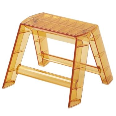 Imagem de Banco transparente, escada dobrável de acrílico portátil, 1 degrau, cadeira pequena para adultos, para cozinha, biblioteca interna e externa(Orange)