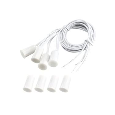 Imagem de 4 peças sem interruptor magnético embutido branco para porta de janela de alarme de segurança