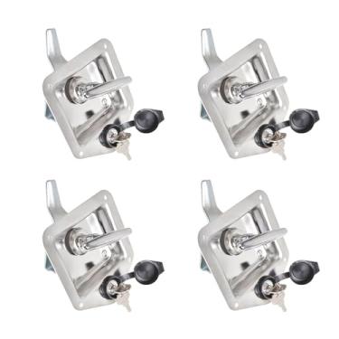 Imagem de Labwork 4 trinco de porta de reboque Rv trinco de porta de ferramentas com vedação e trava de alça em T com chaves, aço inoxidável 304, altamente polido