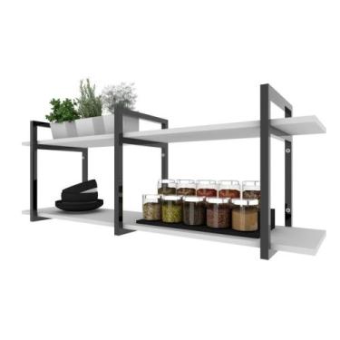 Imagem de Prateleira industrial nichos cozinha branco off white suporte industri