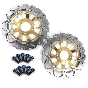 Imagem de Discos de freio dianteiros flutuantes com parafusos de montagem para Suzuki GSX IMPULSE 400 86-93 (Japão) 94-99, INAZUMA 400 2000, GSX600F GSX750F Katana 600 750 98-03, GSF Bandit 600 00-04, SV. 650 9