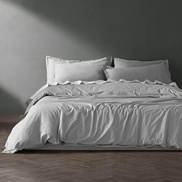 Imagem de Exclusive Fabrics & Furnishings Conjunto de edredom e travesseiro sólido CT120-SDS1223A-QU-ST coleção lazer (5 peças), Queen, Harbor Mist cinza