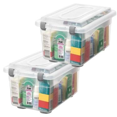 Imagem de Kit 2 Organizador Plástico 4,30 Litros Jogo 2 Caixa Organizadora Média