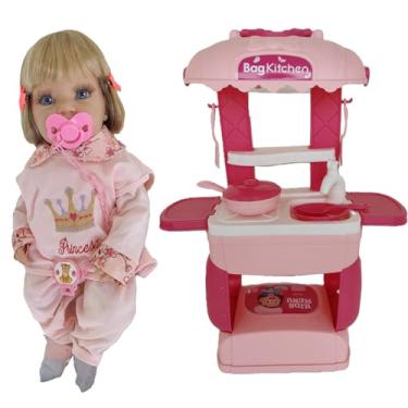 Imagem de KIT Boneca Bebê Loira Mamãe Reborn 45cm + Mini Cozinha