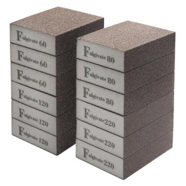 Imagem de Pacote com 12 esponjas de lixar, quatro grãos por pacote 60/80/120/220, bloco de lixa artesanal lavável e reutilizável, blocos de lixa de drywall para drywall de madeira e vidros de metal