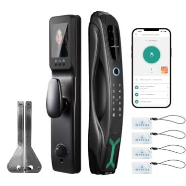 Imagem de Fechadura Eletronica com Camera, 7 em 1 WIFI Fechadura Digital, Reconhecimento facial 3D + intercomunicador de vídeo + olho mágico de 4 polegadas