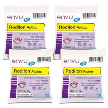 Imagem de Kit 4 Iscas Rodilon Pellets para matar ratos