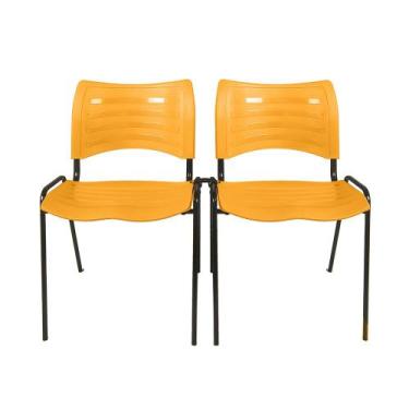 Imagem de Kit 2 Cadeiras Iso Turim plastica Igreja Recepção Escola Laranja com c