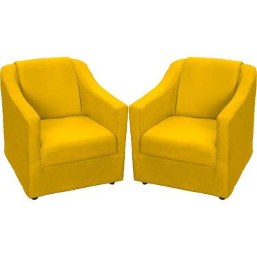 Imagem de Kit 2 Poltronas Mila Pé De Plástico Cromado - Amarelo Suede