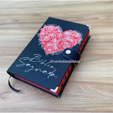 Imagem de Biblia Modelo Carteira coração vermelho Evangélica Com Harpa E Corinhos Letra normal Indice