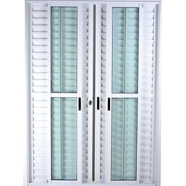 Imagem de Porta De Alumínio De Correr 6 Folhas 2,10 X 1,80 25 c/Chave Branco