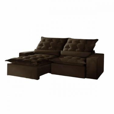 Imagem de Sofá Retrátil e Reclinável 2.10 m Veludo Jolie Marrom Montano