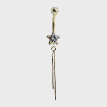 Imagem de Piercing Umbigo Estrela Brilhante de Zircônia Correntinhas Penduradas Ouro 18K 25790 K095