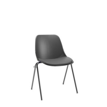 Imagem de Cadeira Quick Preta Assento Estofado Vinil Preto Empilhável Plaxmetal