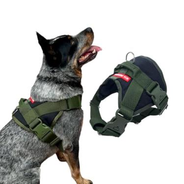 Imagem de Coleira Peitoral para Cachorro Estilo SWAT - - Pastor alemão, Blue heeller, labrador, golden retriever - Tamanho Grande (verde/preto)