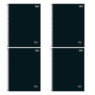 Imagem de Caderno Espiral Universitário Zip 80 Folhas Preto 4 Unidades - Tilibra