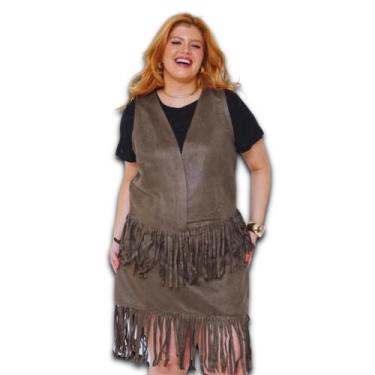 Imagem de Mini Saia Suede Plus Size Adarito Franja Laser Cintura Média com Zíper