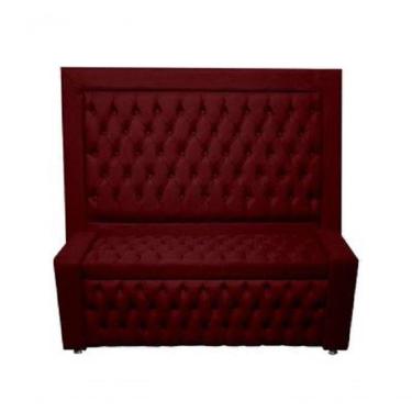 Imagem de Kit Cabeceira De Cama E Calçadeira Baú Retro Capitonê Botão Encapados Queen 160 Cm Suede Bordo Do Lar Móveis