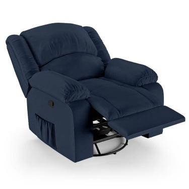 Imagem de Poltrona Do Papai Reclinável Pietra Glider Giratória Massagem Fh9 Pu Azul - Mpozenato