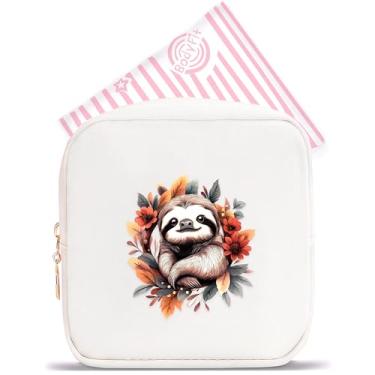 Imagem de BJDAMAI Mini bolsa de maquiagem, linda bolsa de cosméticos portátil com zíper para meninas adolescentes e crianças, pequena bolsa de armazenamento para almofada higiênica, moeda, batom, joias