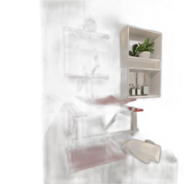 Imagem de Gabinete Vidro Banheiro 40Cm Inox Vermelho Ferrari Torneira