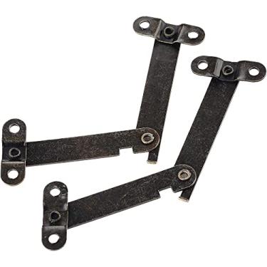 Imagem de BAZAC Ferrolho de trava antiga, dobradiças de ferro de bronze retro, conectores de dobradiças para Tope 2 peças 61 * 11 mm dobradiças de móveis de bronze antigo caixa de jóias armário gaveta porta