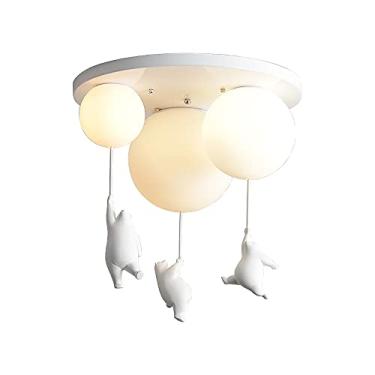 Imagem de COOBATG Luminária De Teto De Urso Fofo, Luminária De Teto Embutida Com Desenho De Urso, Capa De Luz De Teto Com Balão De Vidro Branco Para Quarto De Criança, Quarto De Meninos E Meninas, Sala De Est