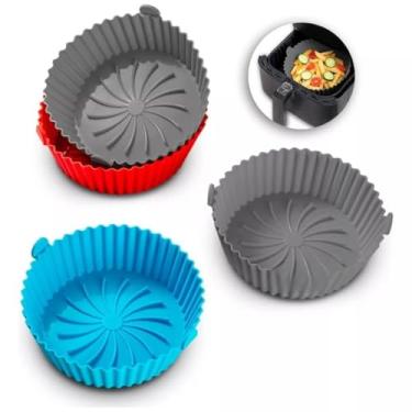 Imagem de Formas de Silicone para Air Fryer, Antiaderente, Kit com 2 Unidades, Cores Sortidas