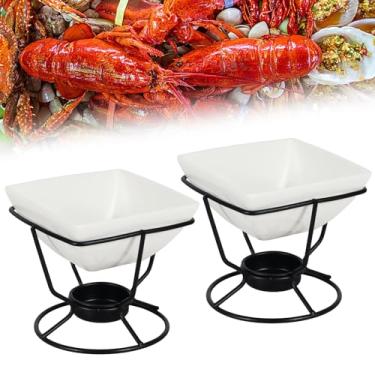 Imagem de CLEABANKE 2 Peças Aquecedores De Manteiga Para Frutos Do Mar, Cerâmica Chocolate Ou Queijo, Fondue Lavável Na Máquina Lavar Louça, Forno, Micro-Ondas