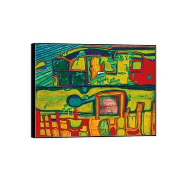 Imagem de BMZFYBS Famosa impressão em tela - Rio amarelo - quadros de moldura preta para sala de estar escritório - pintura moderna de decoração de parede 40 x 50 cm 16 x 20 pol