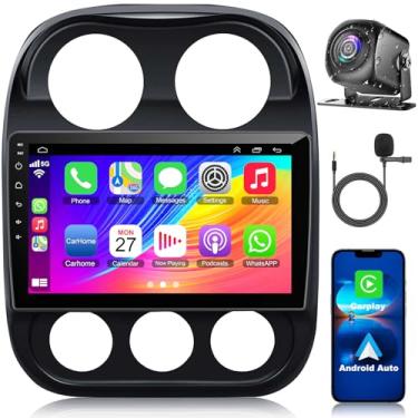 Imagem de [4 + 64 G] Estéreo automotivo Android 13 para Jeep Compass Patriot 2010-2016, compatível com carro sem fio e Android Auto, rádio patriot IPS de 10,1 polegadas com GPS, WiFi, rádio FM Bluetooth