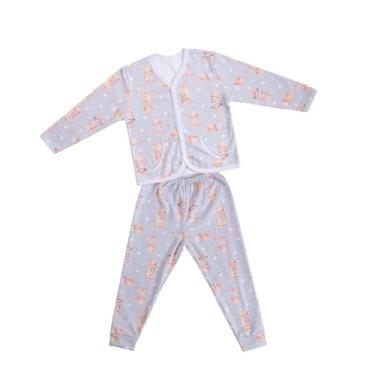 Imagem de PIJAMA CASACO HORA DE DORMIR BABY JOY WEAR ESTAMPADO COM URSO CINZA 2T