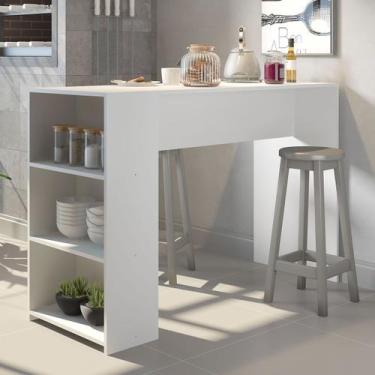 Imagem de Bancada Alta Estilo Ilha para Cozinha Gourmet 136x93x50cm Branco - Sol