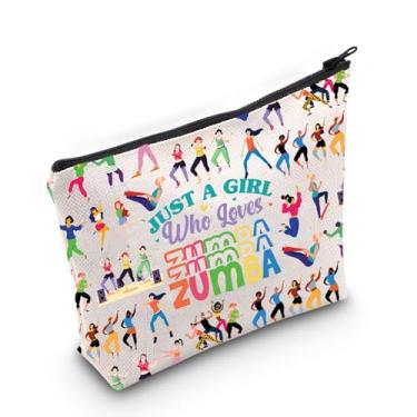 Imagem de LEVLO Bolsa de maquiagem fitness dança cosméticos fitness dança treino presente Just A Girl Who Loves Dance Maquiagem Bolsa com zíper, Zum Full, Bolsa de maquiagem