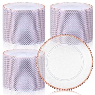 Imagem de Hoolerry Pacote com 100 placas de carregamento transparentes a granel de 33 cm de acrílico redondo para jantar pratos decorativos para jantar de grão fosco para festas de casamento, eventos de casa e