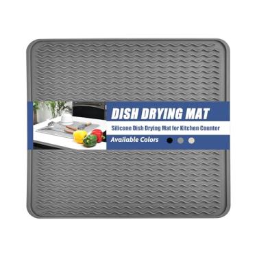 Imagem de KR KITCHENRAKU Tapete De Silicone Para Secar Louças, Multiuso, 40,7 Cm X 59,9 Cm, Resistente Ao Calor, Bancada Ou Pia Cozinha, Descanso Panela Antiderrapante, Jogo Americano (Cinza, Cm)