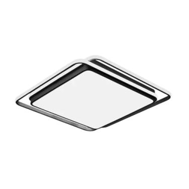 Imagem de Plafon de Teto Hoop Preto LED 72W com Controle Remoto – Luz Multicolor 3000K a 6500K, Design Moderno Quadrado, Ideal para Salas, Quartos e Escritórios