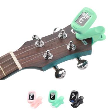 Imagem de AXLOFO Afinador De Guitarra Com Clipe Para Todos Os Instrumentos, Ukulele, Guitarra, Baixo, Bandolim, Violino, Banjo, Display Lcd, Rotação 360 Graus, Rápido E Preciso (Verde)