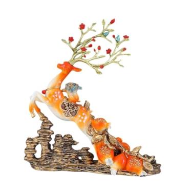 Imagem de Fenteer Estátua da estátua de tábua Ornamento de vinho rack de vinhos Decorativa Prosperidade Escultura para Entrada de entrada da prateleira Presente de, Laranja