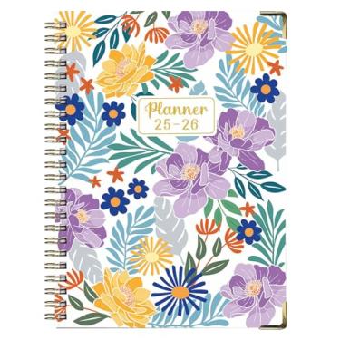 Imagem de Agenda 2025-2026, agenda mensal diária de 12 meses de julho de 2025 a junho de 2026, 21,6 cm x 15,7 cm, caderno espiral de capa dura com marcadores, fecho elástico, bolso interno para material escolar