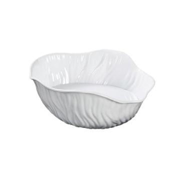 Imagem de Bandeja de gelo seco de porcelana de imitação de sashimi de cor de esmalte irregular comercial estilo nórdico - 41,7 cm [branco]