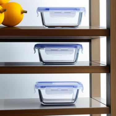 Imagem de KIT 3 Potes Vidros Retangulares Herméticos Marmitas Mantimentos 4 Travas 330 ML