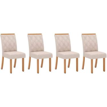 Imagem de Kit 4 Cadeiras de Cozinha Vita 4 Uni Nature/Suede Light Linho - Henn