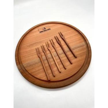 Imagem de Kit: Tabua P/Petiscos + 6 Garfinhos Michelon