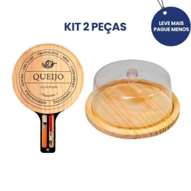 Imagem de KIT 2Pçs Tabua de Madeira Premium para Queijos, Frios e Boleira tampa 