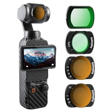 Imagem de Walking Way Conjunto de filtros UV CPL ND compatível com DJI OSMO Pocket 3 Creator Combo Kit de acessórios magnéticos pacote com 4 filtros polarizadores de densidade neutra CPL UV ND2-32 (1-5 paradas