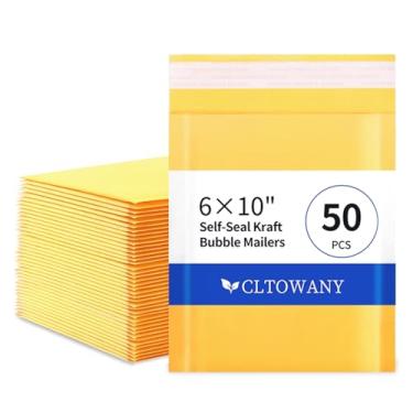 Imagem de Cltowany Envelopes Kraft Bubble Mailers autovedantes de 15 x 25 cm, pacote com 50, envelopes pequenos acolchoados para cartões postais, joias, maquiagem e embalagens para pequenas empresas
