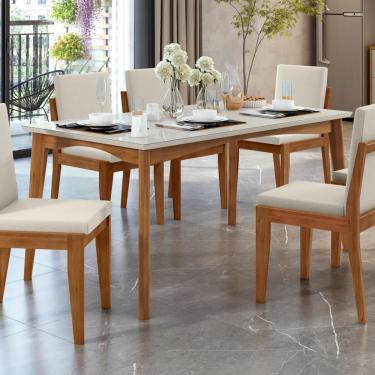 Imagem de Mesa De Jantar 6 Lugares 160cmx90cm Monalisa Natural/off White Nesher Natural/off White